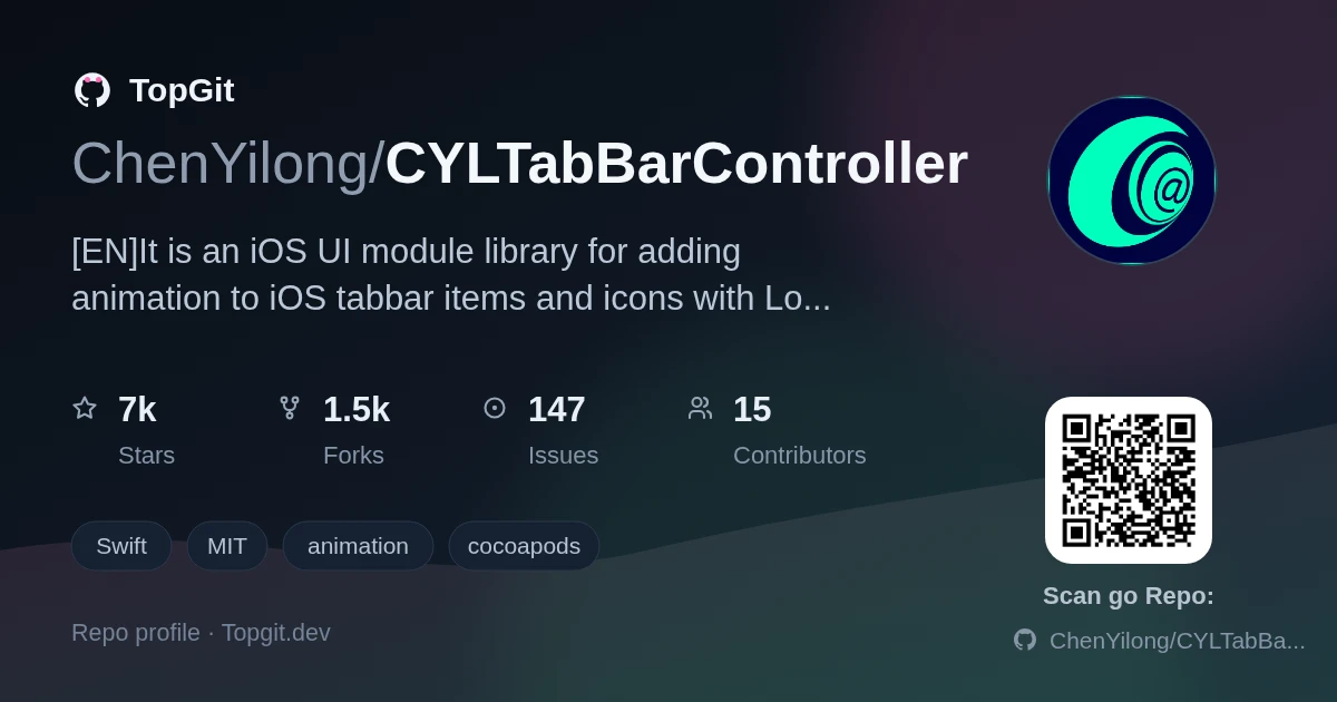 TopGit repo profile image for ChenYilong/CYLTabBarController