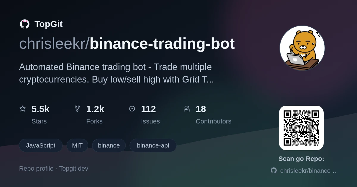 TopGit repo profile image for chrisleekr/binance-trading-bot