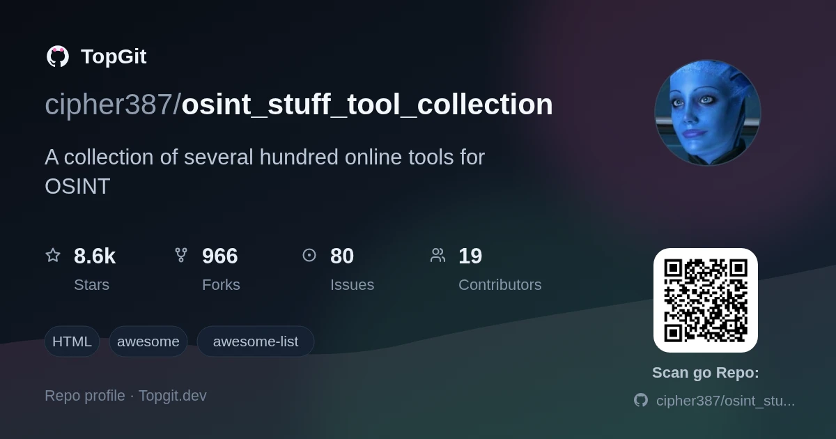 TopGit repo profile image for cipher387/osint_stuff_tool_collection
