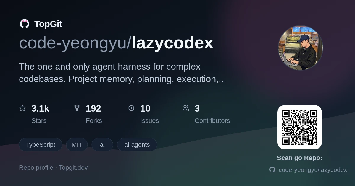 TopGit repo profile image for code-yeongyu/lazycodex