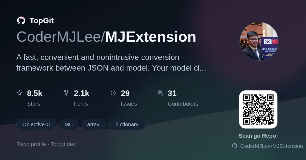 TopGit repo profile image for CoderMJLee/MJExtension