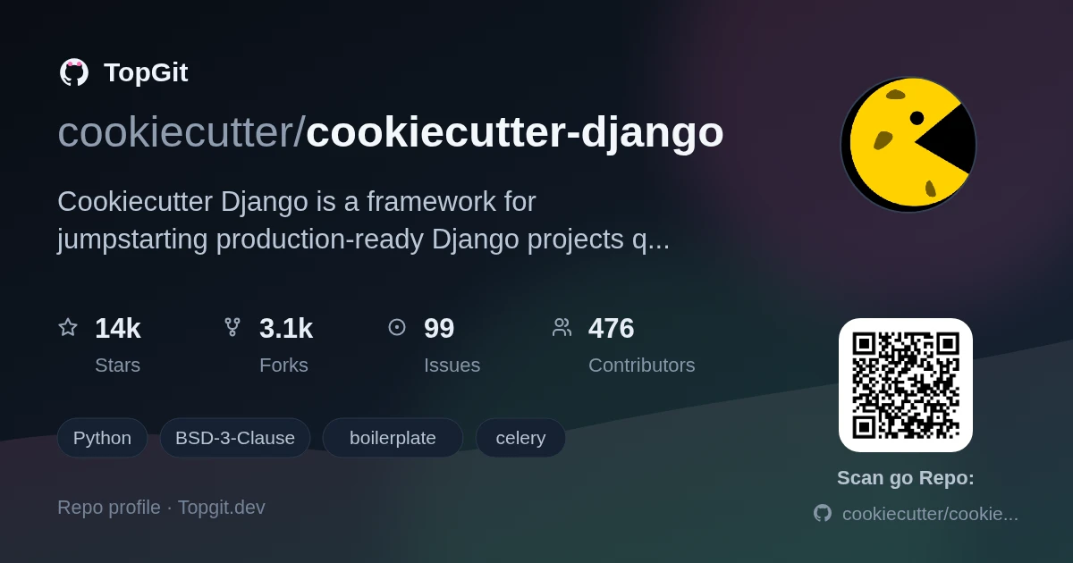 TopGit repo profile image for cookiecutter/cookiecutter-django