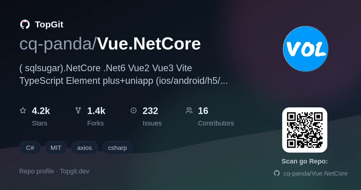 TopGit repo profile image for cq-panda/Vue.NetCore