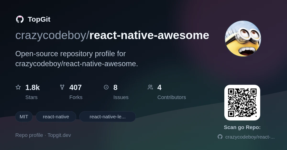 TopGit repo profile image for crazycodeboy/react-native-awesome