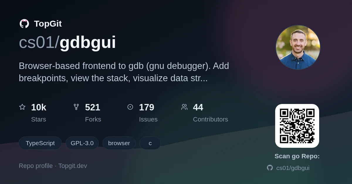 TopGit repo profile image for cs01/gdbgui