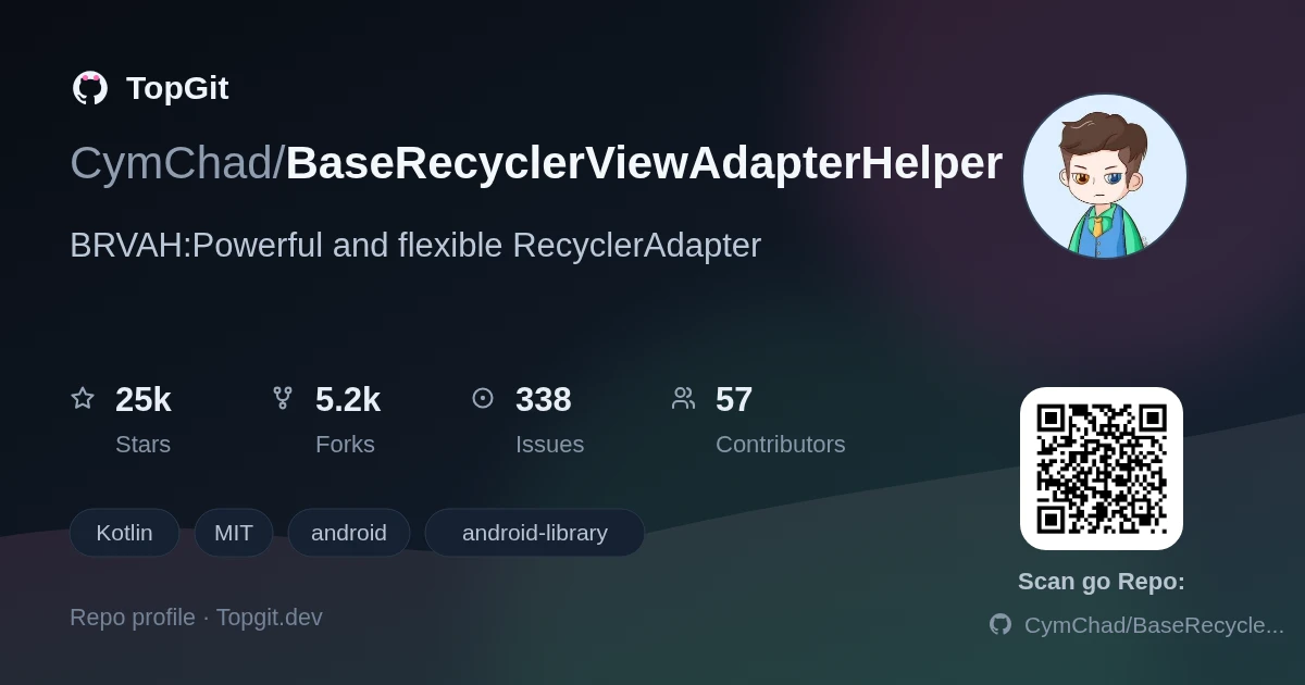 TopGit repo profile image for CymChad/BaseRecyclerViewAdapterHelper
