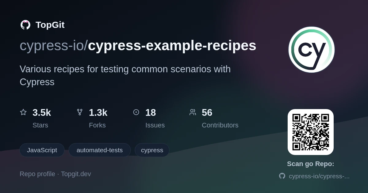 TopGit repo profile image for cypress-io/cypress-example-recipes