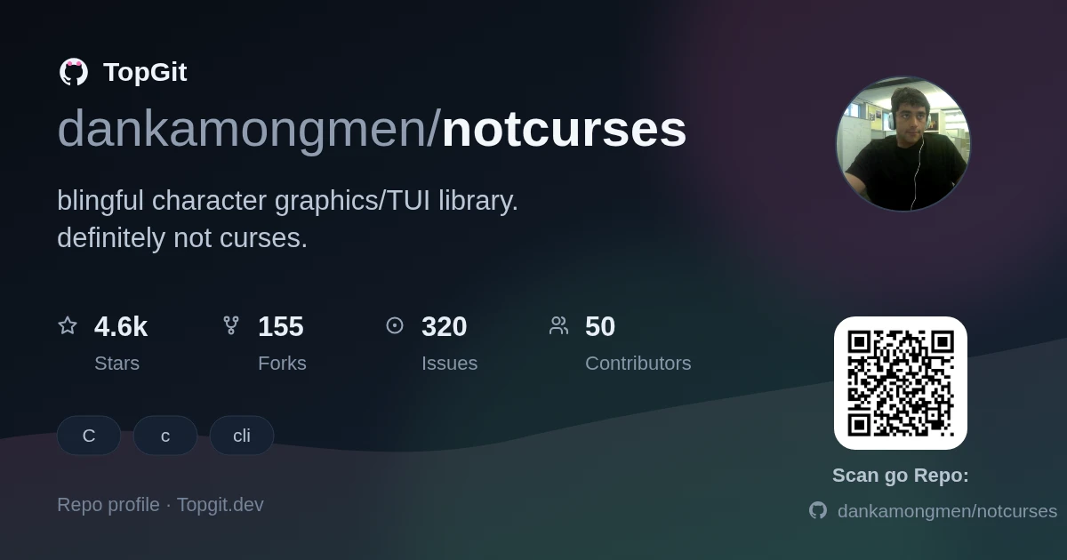 TopGit repo profile image for dankamongmen/notcurses