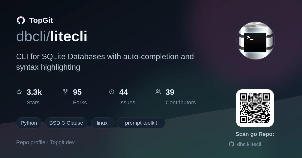 TopGit repo profile image for dbcli/litecli