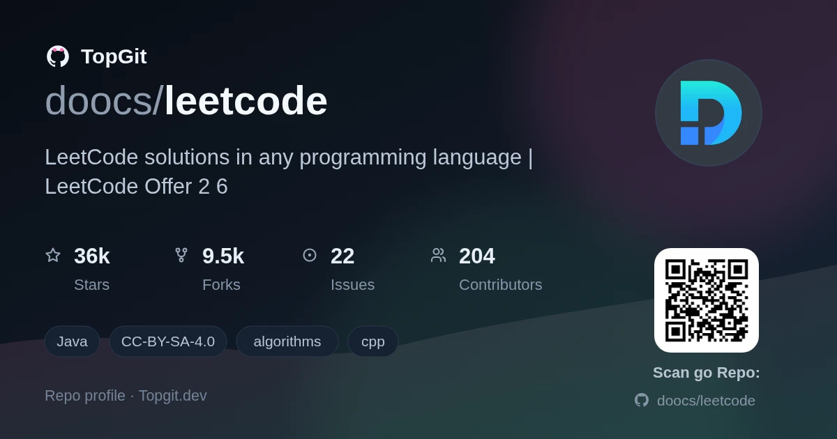 TopGit repo profile image for doocs/leetcode