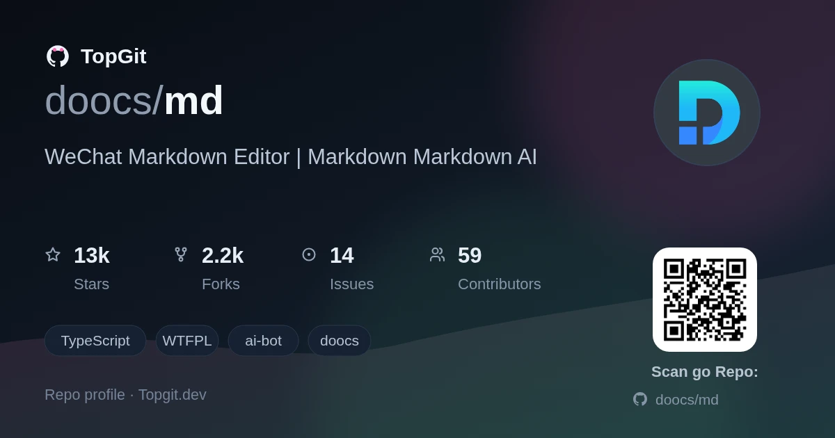 TopGit repo profile image for doocs/md