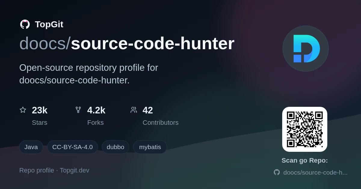 TopGit repo profile image for doocs/source-code-hunter