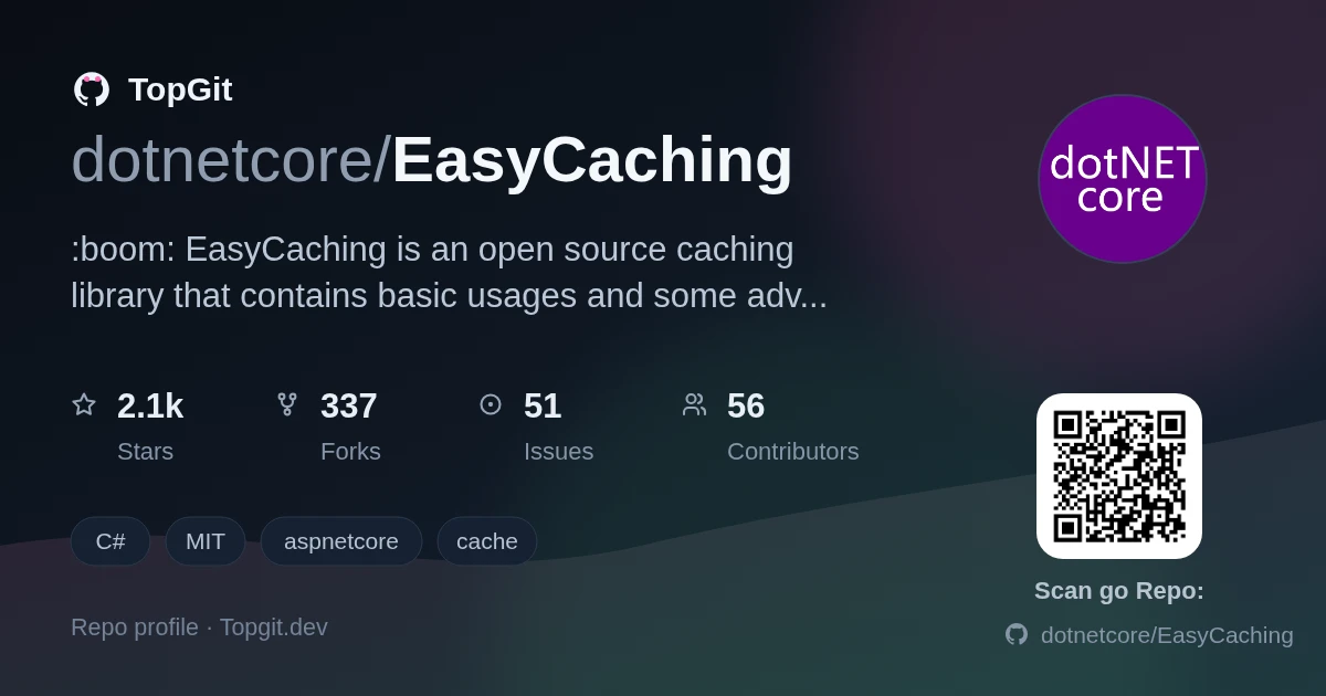 TopGit repo profile image for dotnetcore/EasyCaching