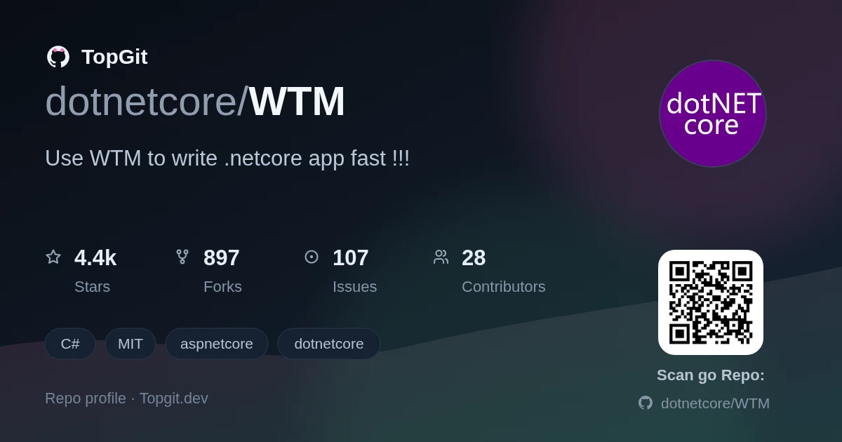 TopGit repo profile image for dotnetcore/WTM