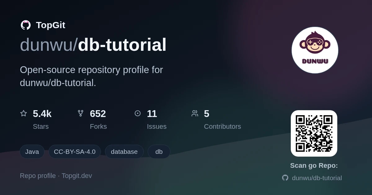 TopGit repo profile image for dunwu/db-tutorial