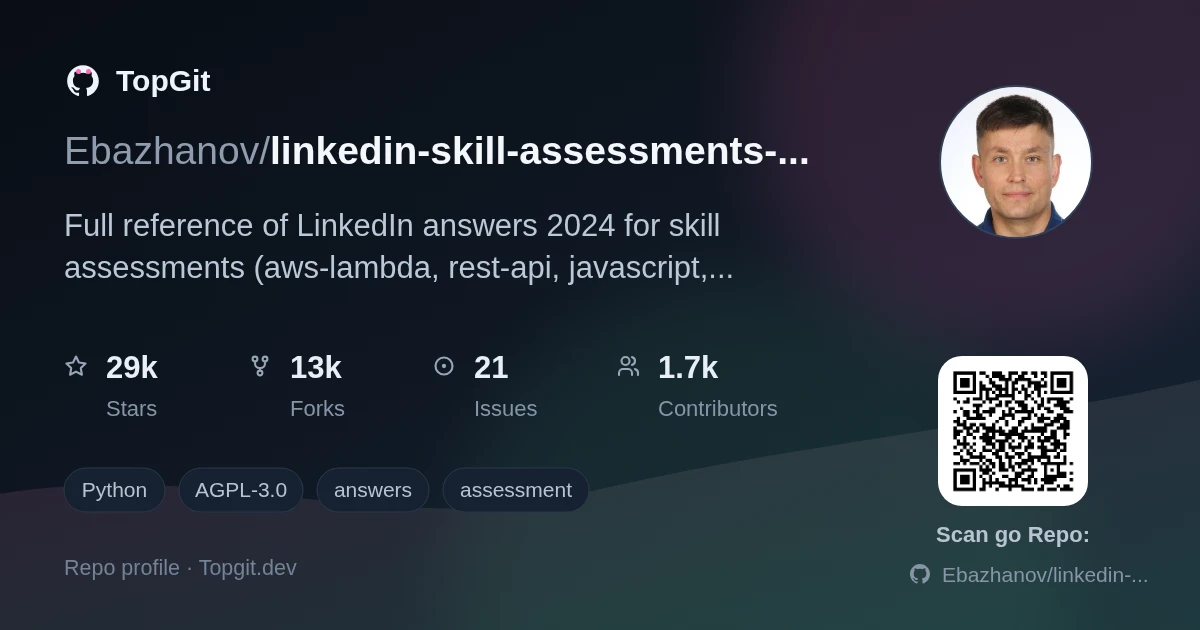 TopGit repo profile image for Ebazhanov/linkedin-skill-assessments-quizzes