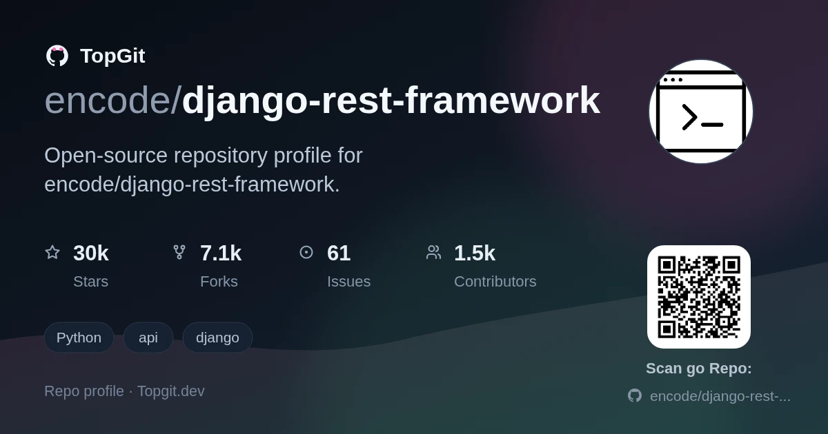 TopGit repo profile image for encode/django-rest-framework