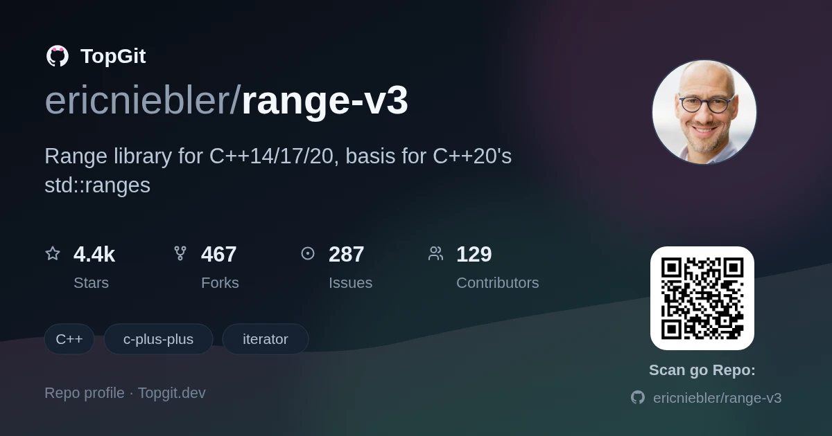 TopGit repo profile image for ericniebler/range-v3