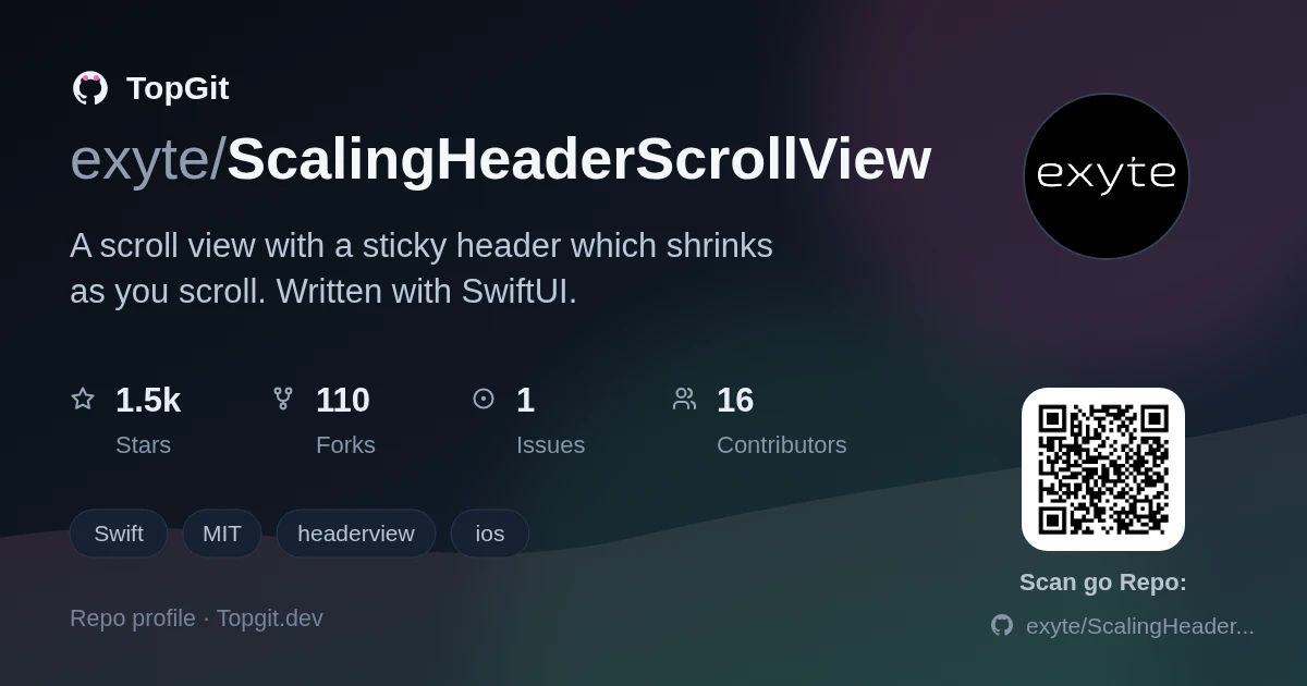 TopGit repo profile image for exyte/ScalingHeaderScrollView