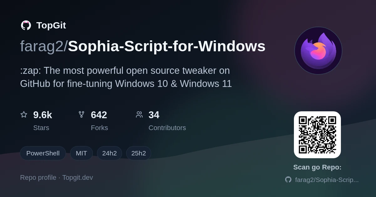 TopGit repo profile image for farag2/Sophia-Script-for-Windows