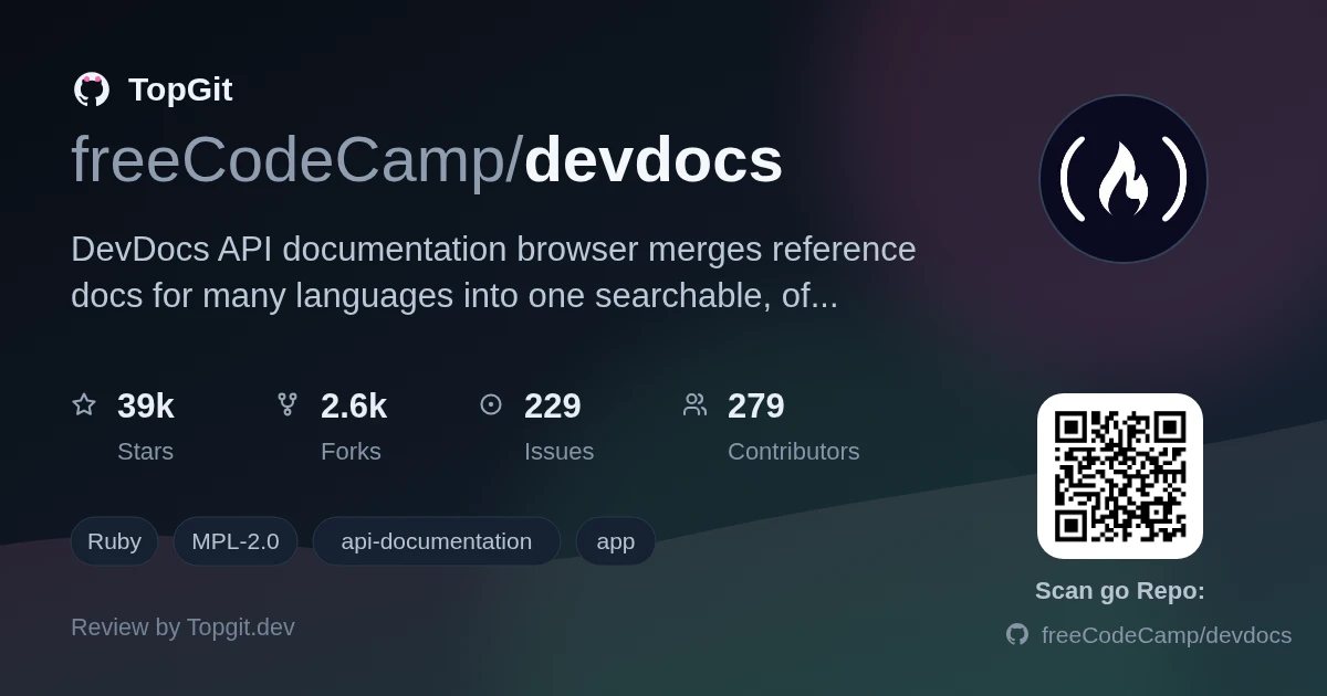 TopGit review image for freeCodeCamp/devdocs
