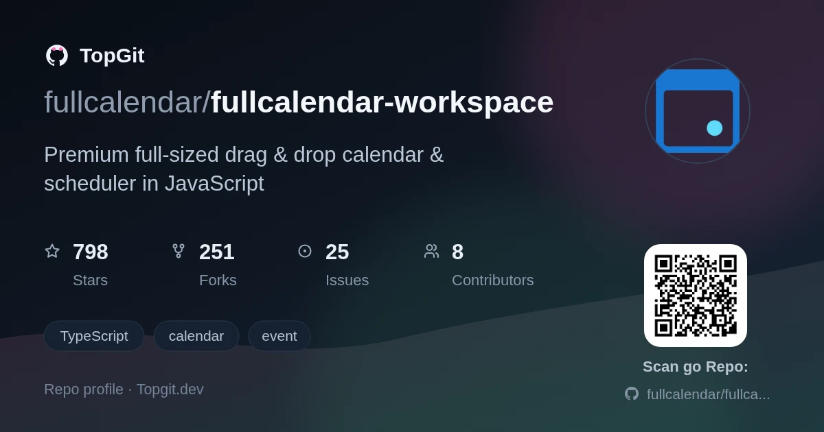 TopGit repo profile image for fullcalendar/fullcalendar-workspace