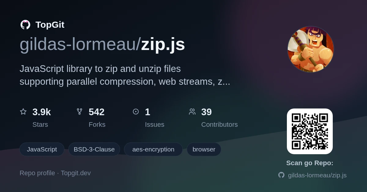 TopGit repo profile image for gildas-lormeau/zip.js