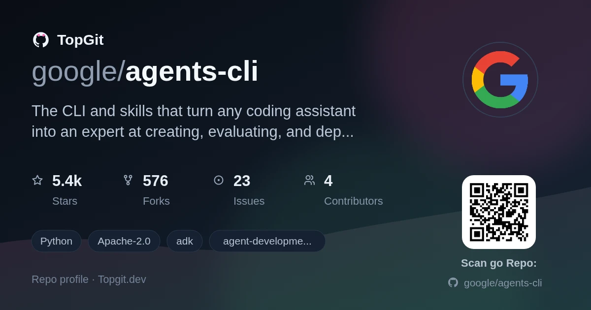 TopGit repo profile image for google/agents-cli