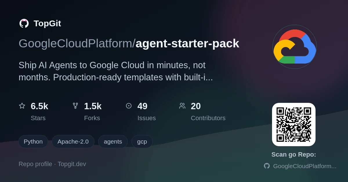 TopGit repo profile image for GoogleCloudPlatform/agent-starter-pack