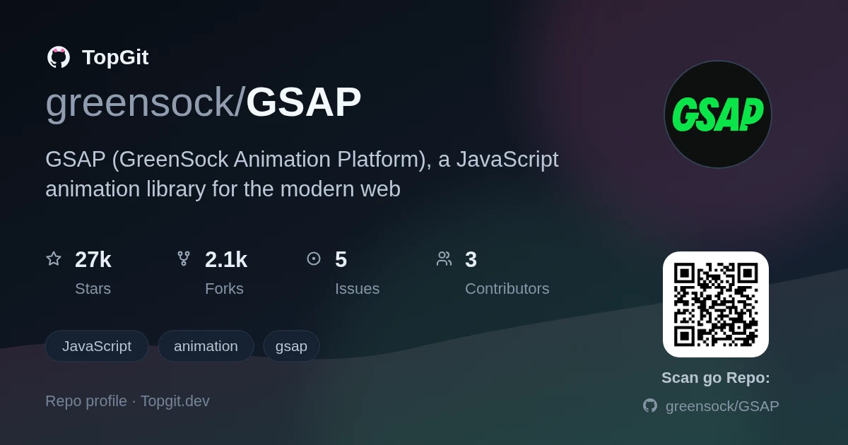 TopGit repo profile image for greensock/GSAP