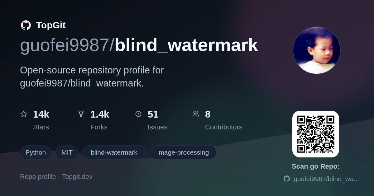 TopGit repo profile image for guofei9987/blind_watermark