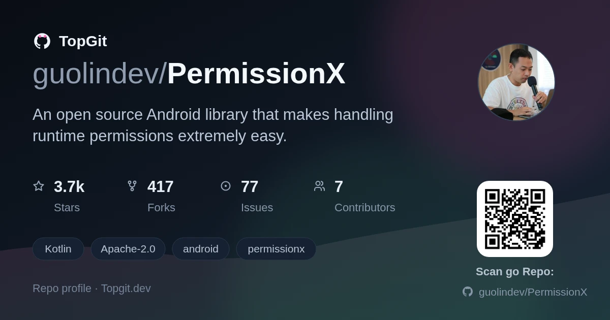 TopGit repo profile image for guolindev/PermissionX