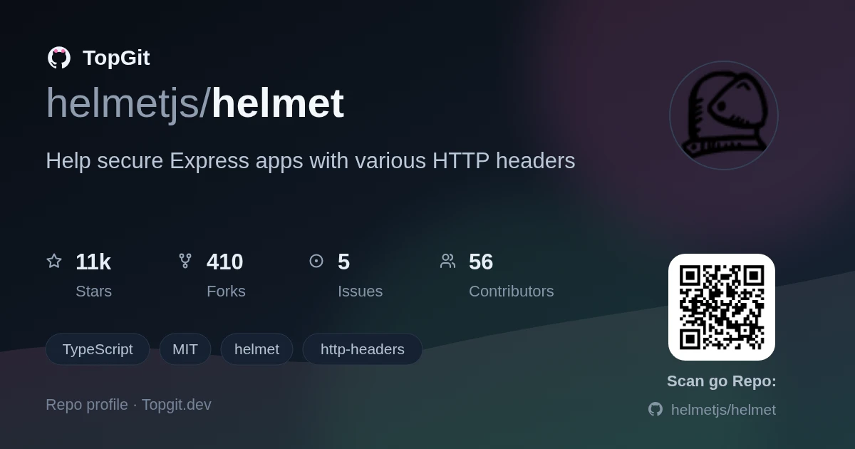 TopGit repo profile image for helmetjs/helmet