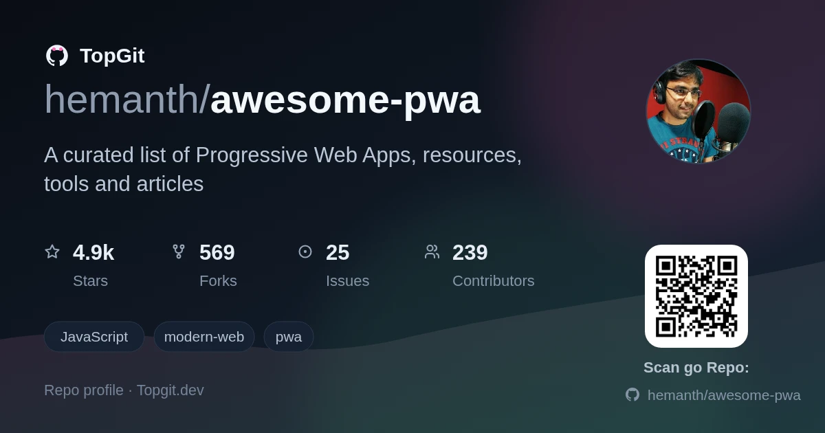 TopGit repo profile image for hemanth/awesome-pwa