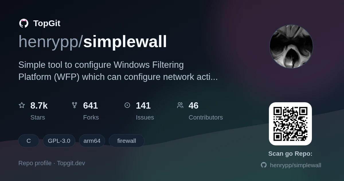 TopGit repo profile image for henrypp/simplewall