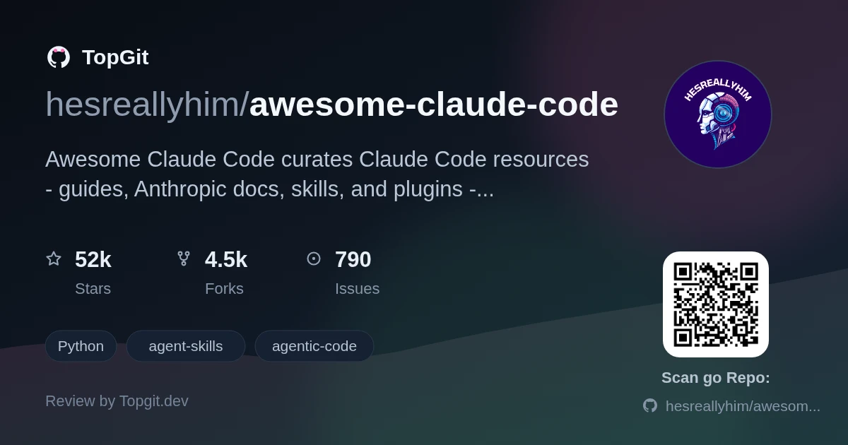 TopGit review image for hesreallyhim/awesome-claude-code