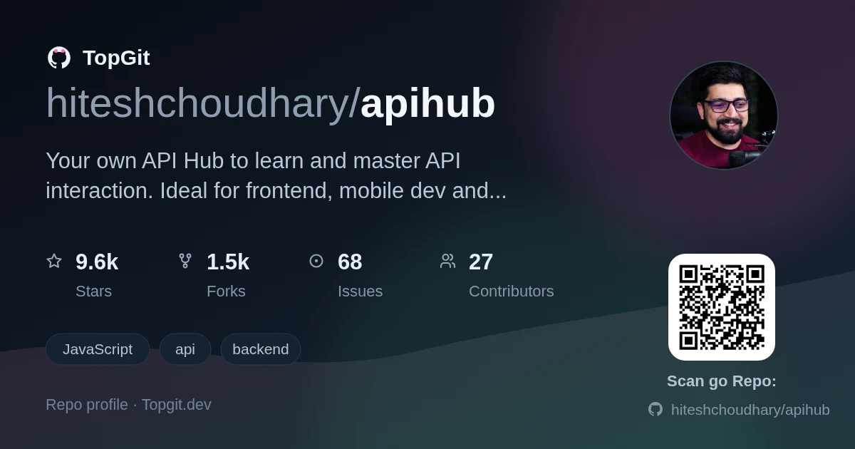 TopGit repo profile image for hiteshchoudhary/apihub