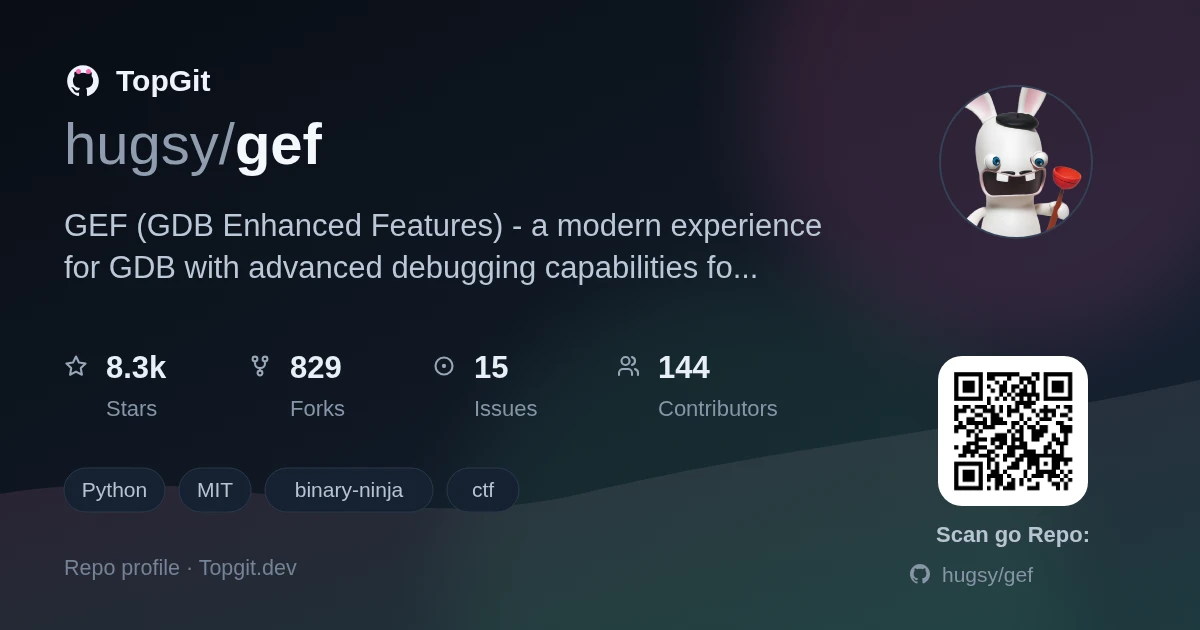 TopGit repo profile image for hugsy/gef