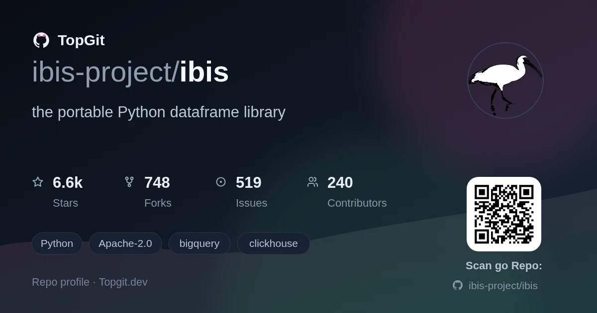 TopGit repo profile image for ibis-project/ibis