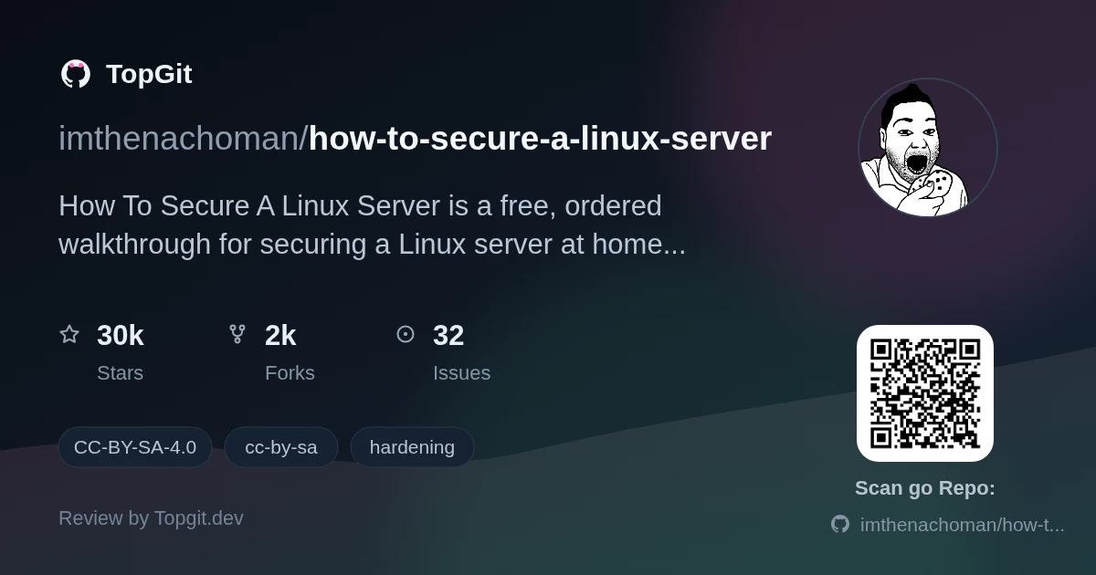 TopGit review image for imthenachoman/how-to-secure-a-linux-server