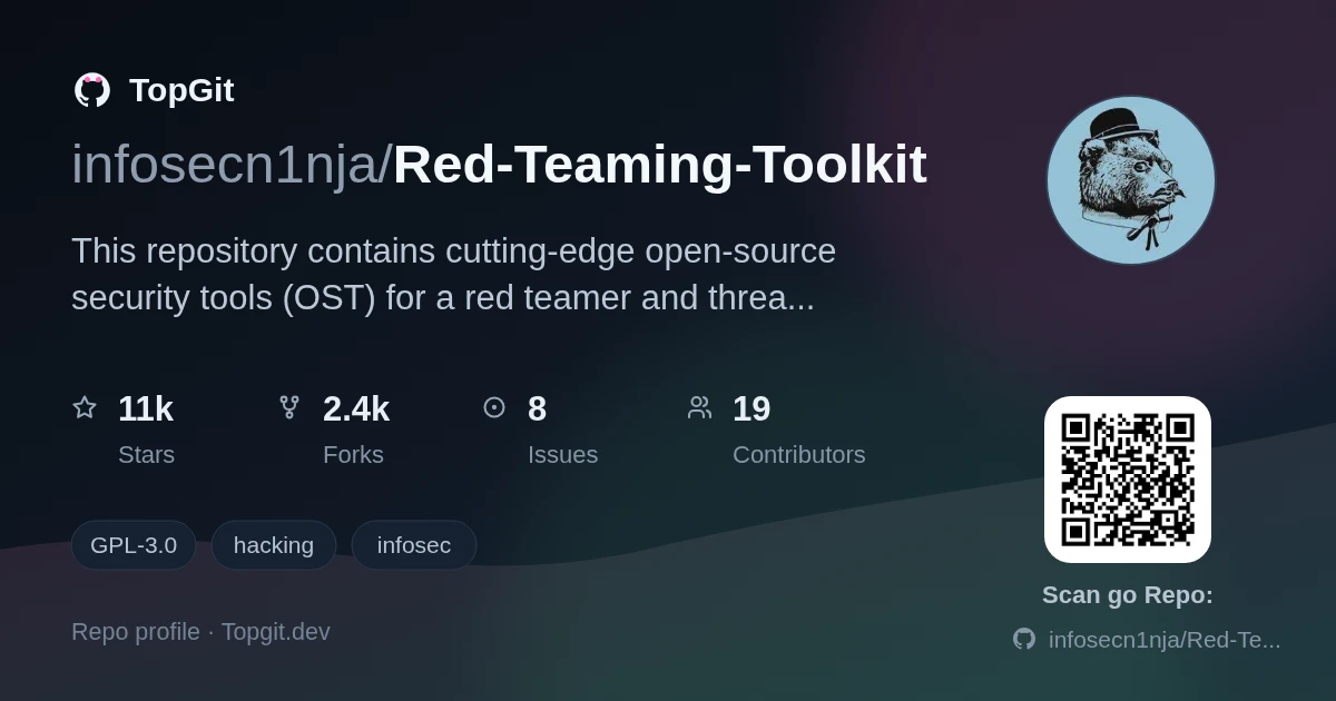 TopGit repo profile image for infosecn1nja/Red-Teaming-Toolkit