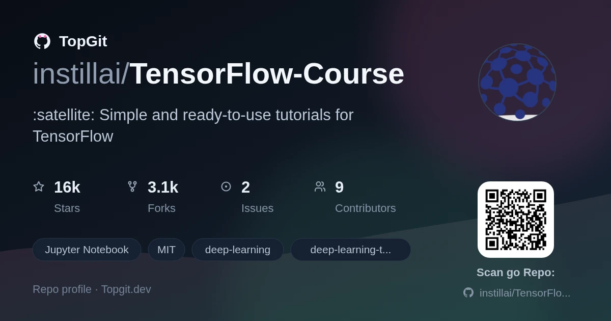TopGit repo profile image for instillai/TensorFlow-Course