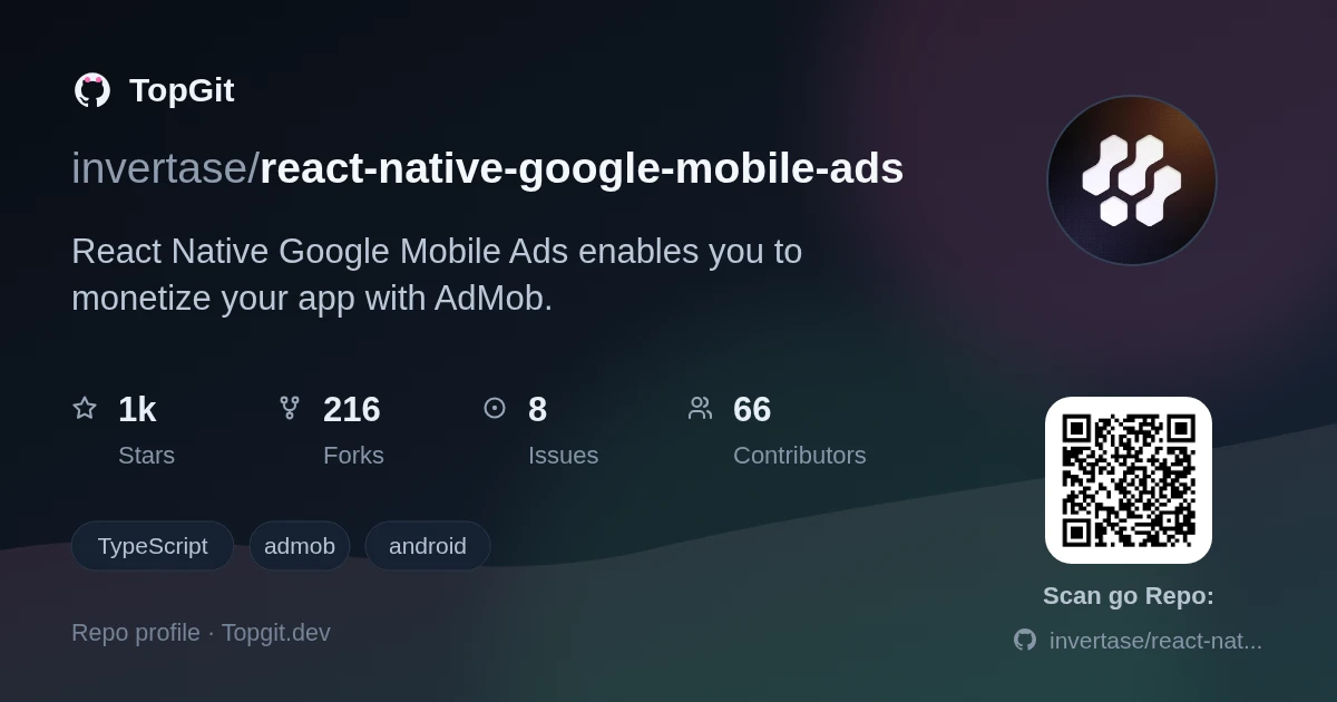 TopGit repo profile image for invertase/react-native-google-mobile-ads
