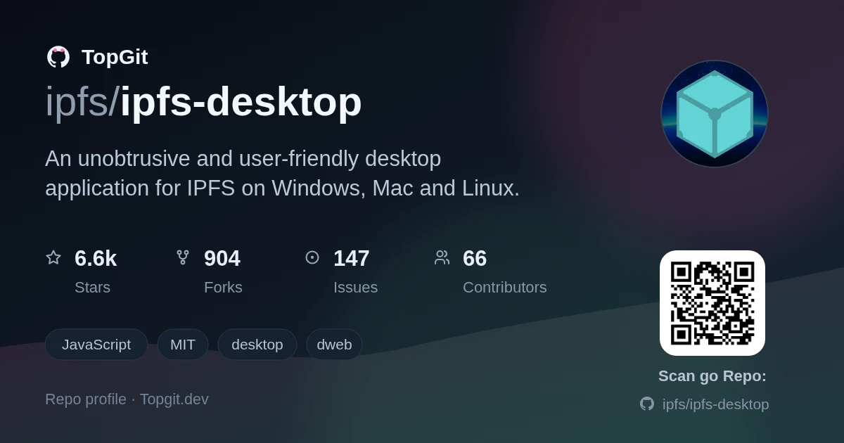 TopGit repo profile image for ipfs/ipfs-desktop