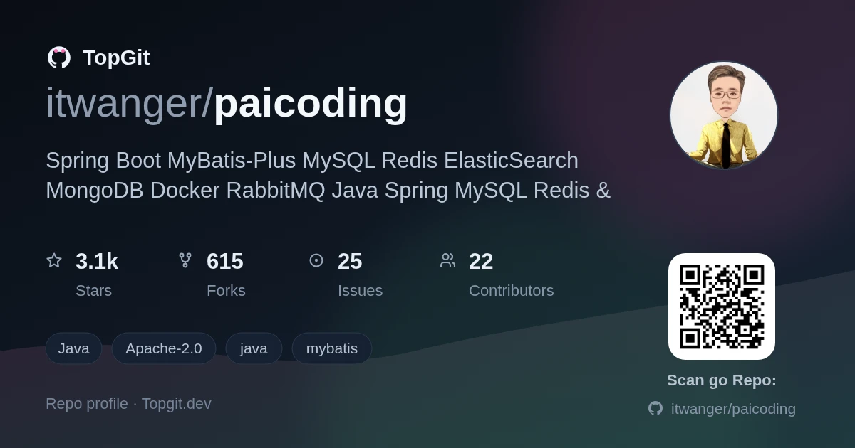 TopGit repo profile image for itwanger/paicoding