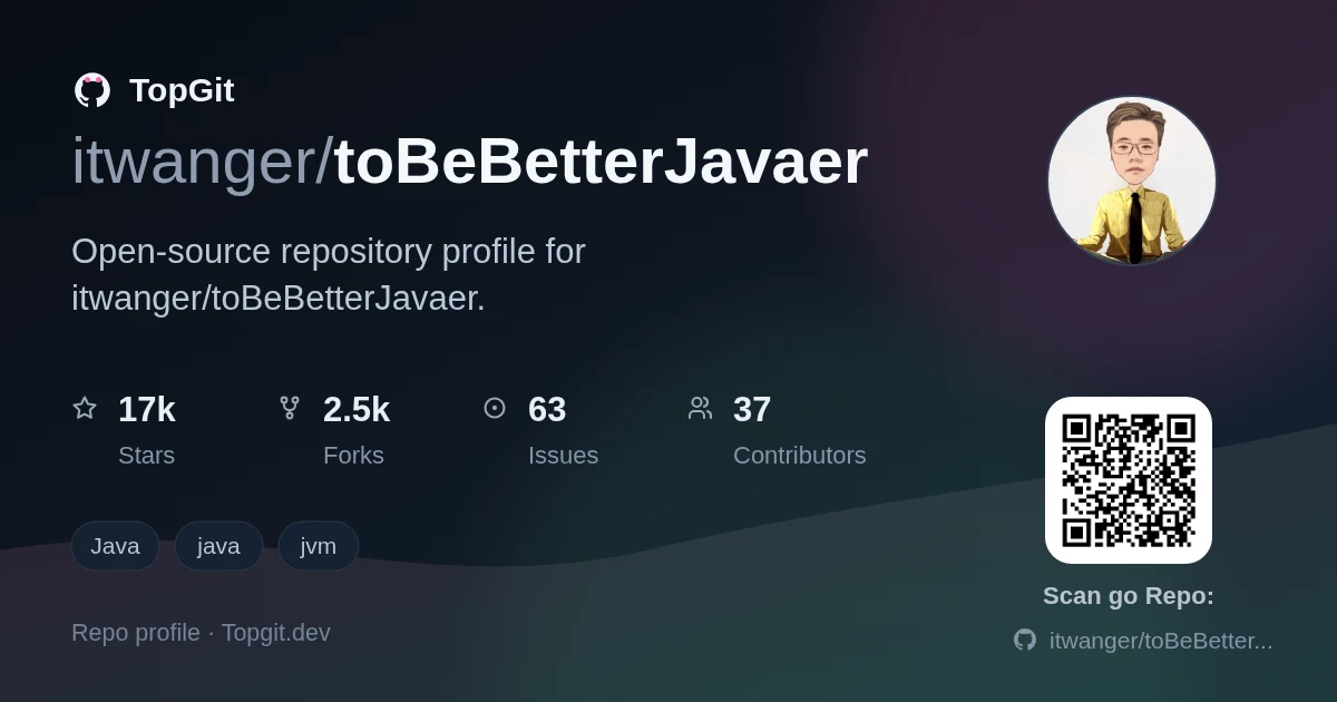 TopGit repo profile image for itwanger/toBeBetterJavaer