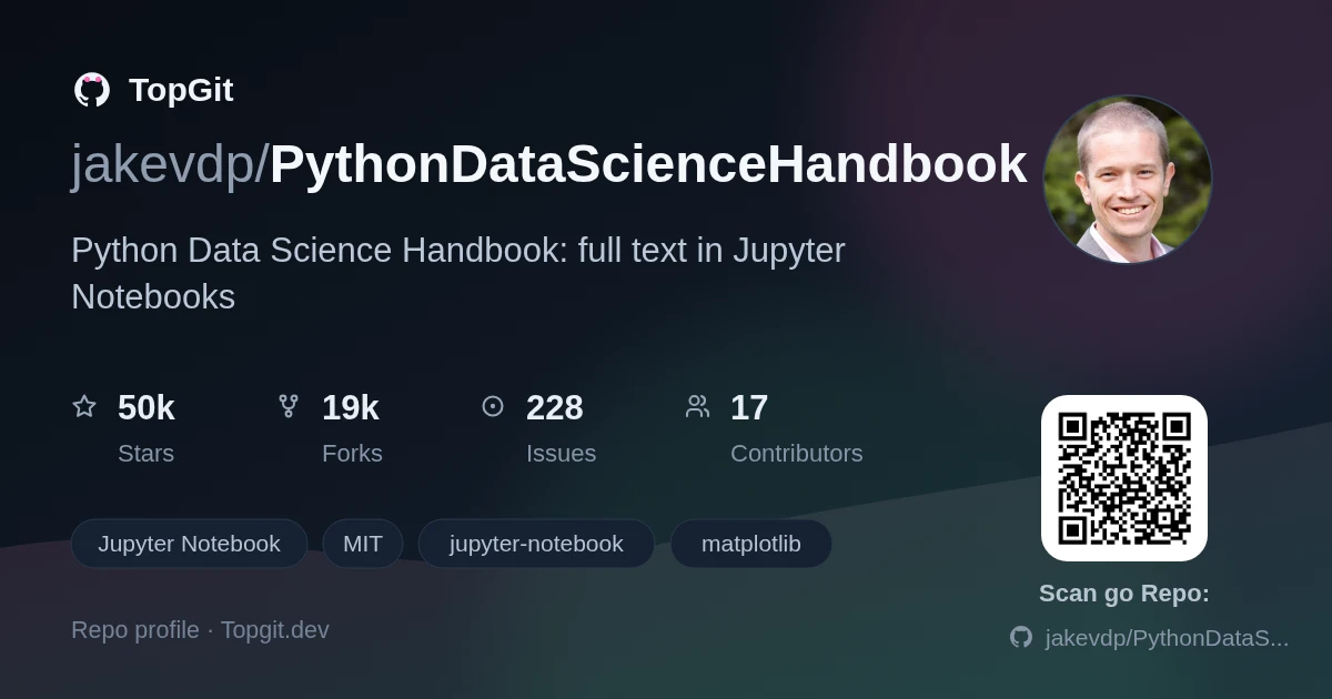 TopGit repo profile image for jakevdp/PythonDataScienceHandbook