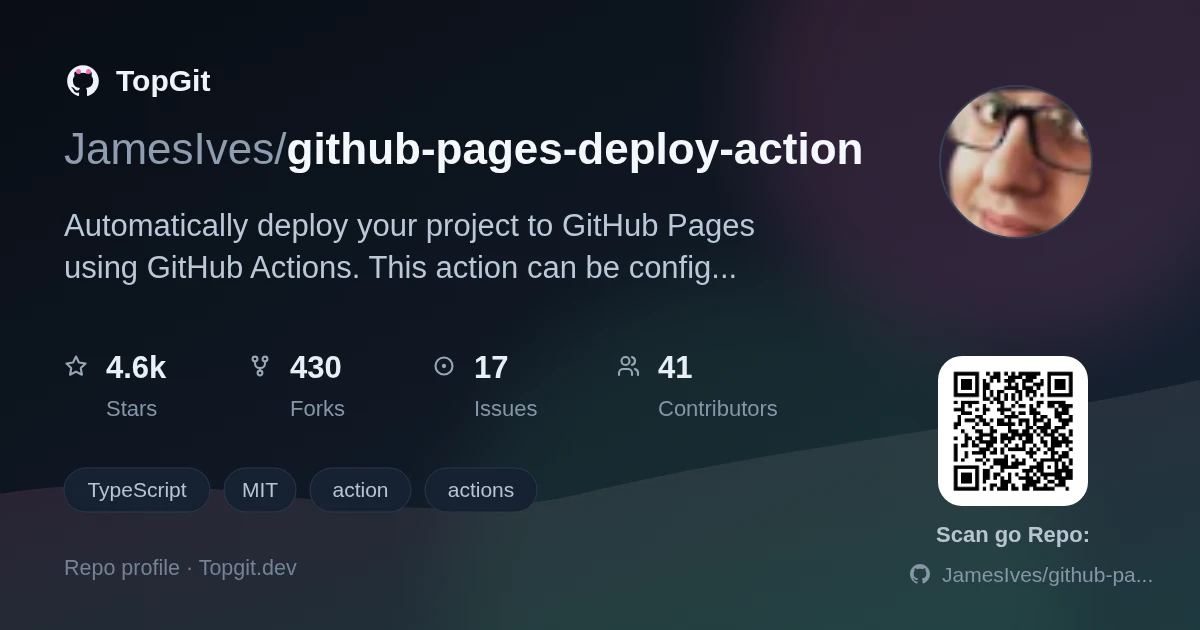 TopGit repo profile image for JamesIves/github-pages-deploy-action