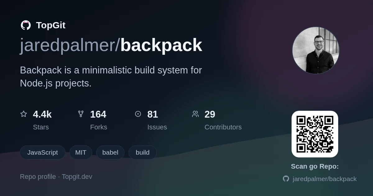TopGit repo profile image for jaredpalmer/backpack