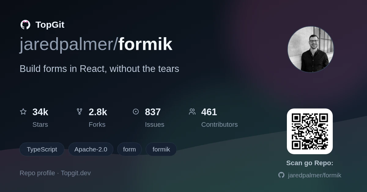 TopGit repo profile image for jaredpalmer/formik